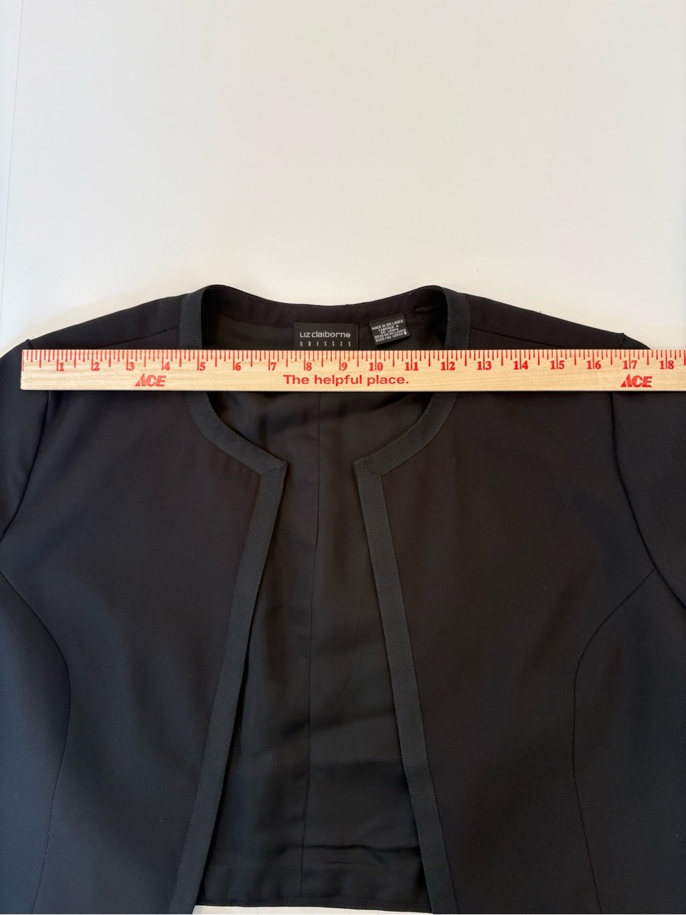 Liz Claiborne Black Short-Sleeve Cropped Open-Front Jacket-see photos for size - Picture 7 of 9